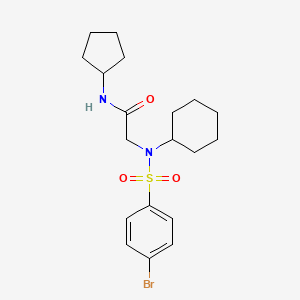 molecular formula C19H27BrN2O3S B3663242 N~2~-[(4-bromophenyl)sulfonyl]-N~2~-cyclohexyl-N-cyclopentylglycinamide 