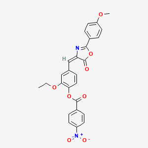 [2-ethoxy-4-[(E)-[2-(4-methoxyphenyl)-5-oxo-1,3-oxazol-4-ylidene]methyl]phenyl] 4-nitrobenzoate