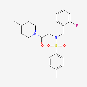 molecular formula C22H27FN2O3S B3663273 N-(2-fluorobenzyl)-4-methyl-N-[2-(4-methylpiperidin-1-yl)-2-oxoethyl]benzenesulfonamide 