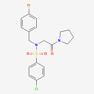 molecular formula C19H20BrClN2O3S B3663280 N-(4-bromobenzyl)-4-chloro-N-[2-oxo-2-(pyrrolidin-1-yl)ethyl]benzenesulfonamide 