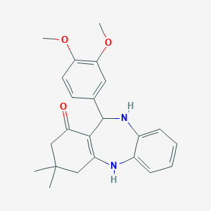 molecular formula C23H26N2O3 B366330 6-(3,4-dimethoxyphenyl)-9,9-dimethyl-6,8,10,11-tetrahydro-5H-benzo[b][1,4]benzodiazepin-7-one CAS No. 362001-43-2