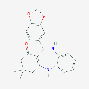 molecular formula C22H22N2O3 B366332 6-(1,3-benzodioxol-5-yl)-9,9-dimethyl-6,8,10,11-tetrahydro-5H-benzo[b][1,4]benzodiazepin-7-one CAS No. 312621-62-8