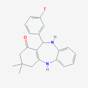 molecular formula C21H21FN2O B366333 6-(3-fluorophenyl)-9,9-dimethyl-6,8,10,11-tetrahydro-5H-benzo[b][1,4]benzodiazepin-7-one CAS No. 329213-59-4