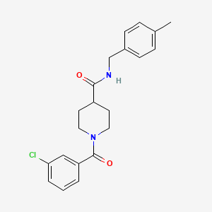 molecular formula C21H23ClN2O2 B3663358 1-(3-chlorobenzoyl)-N-[(4-methylphenyl)methyl]piperidine-4-carboxamide 