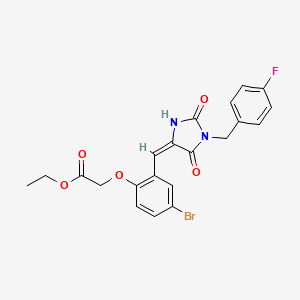 ethyl (4-bromo-2-{(E)-[1-(4-fluorobenzyl)-2,5-dioxoimidazolidin-4-ylidene]methyl}phenoxy)acetate