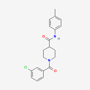 molecular formula C20H21ClN2O2 B3663375 1-(3-chlorobenzoyl)-N-(4-methylphenyl)piperidine-4-carboxamide 