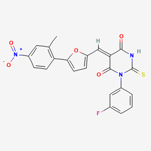 molecular formula C22H14FN3O5S B3663407 (5Z)-1-(3-fluorophenyl)-5-[[5-(2-methyl-4-nitrophenyl)furan-2-yl]methylidene]-2-sulfanylidene-1,3-diazinane-4,6-dione 