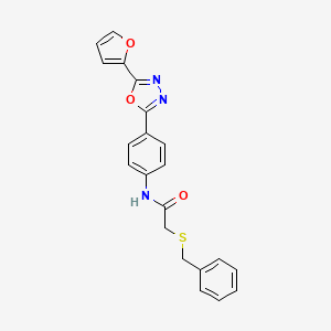 molecular formula C21H17N3O3S B3663451 2-(benzylthio)-N-{4-[5-(2-furyl)-1,3,4-oxadiazol-2-yl]phenyl}acetamide 