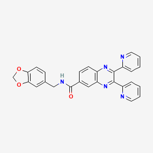 molecular formula C27H19N5O3 B3663468 N-(1,3-benzodioxol-5-ylmethyl)-2,3-dipyridin-2-ylquinoxaline-6-carboxamide 