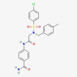 molecular formula C23H22ClN3O4S B3663473 4-{[N-[(4-chlorophenyl)sulfonyl]-N-(4-methylbenzyl)glycyl]amino}benzamide 