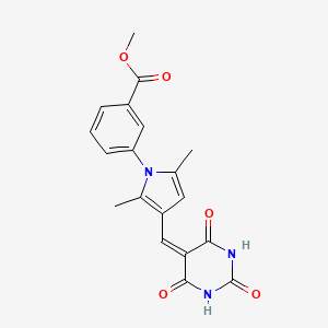 molecular formula C19H17N3O5 B3663524 methyl 3-{2,5-dimethyl-3-[(2,4,6-trioxotetrahydro-5(2H)-pyrimidinylidene)methyl]-1H-pyrrol-1-yl}benzoate 