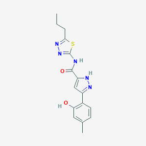 molecular formula C16H17N5O2S B366354 3-(2-hydroxy-4-methylphenyl)-N-(5-propyl-1,3,4-thiadiazol-2-yl)-1H-pyrazole-5-carboxamide CAS No. 1192012-73-9