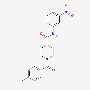 molecular formula C20H21N3O4 B3663541 1-[(4-methylphenyl)carbonyl]-N-(3-nitrophenyl)piperidine-4-carboxamide 