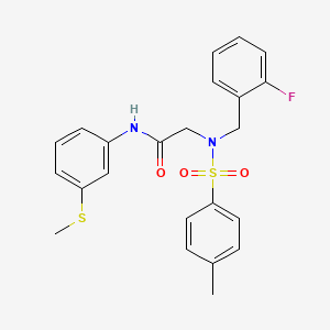 molecular formula C23H23FN2O3S2 B3663553 N~2~-(2-fluorobenzyl)-N~2~-[(4-methylphenyl)sulfonyl]-N-[3-(methylsulfanyl)phenyl]glycinamide 