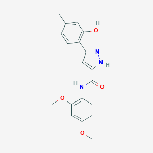 molecular formula C19H19N3O4 B366356 N-(2,4-dimethoxyphenyl)-3-(2-hydroxy-4-methylphenyl)-1H-pyrazole-5-carboxamide CAS No. 879579-53-0