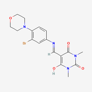 molecular formula C17H19BrN4O4 B3663583 5-({[3-bromo-4-(4-morpholinyl)phenyl]amino}methylene)-1,3-dimethyl-2,4,6(1H,3H,5H)-pyrimidinetrione 