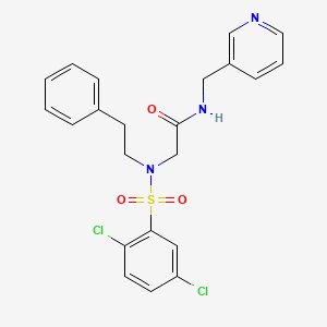 molecular formula C22H21Cl2N3O3S B3663596 N~2~-[(2,5-dichlorophenyl)sulfonyl]-N~2~-(2-phenylethyl)-N-(pyridin-3-ylmethyl)glycinamide 