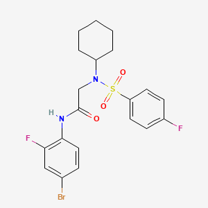 molecular formula C20H21BrF2N2O3S B3663613 N~1~-(4-bromo-2-fluorophenyl)-N~2~-cyclohexyl-N~2~-[(4-fluorophenyl)sulfonyl]glycinamide 