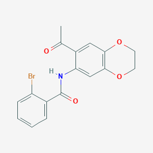 molecular formula C17H14BrNO4 B3663639 N-(7-acetyl-2,3-dihydro-1,4-benzodioxin-6-yl)-2-bromobenzamide 