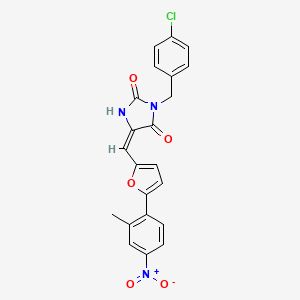 (5E)-3-[(4-CHLOROPHENYL)METHYL]-5-{[5-(2-METHYL-4-NITROPHENYL)FURAN-2-YL]METHYLIDENE}IMIDAZOLIDINE-2,4-DIONE