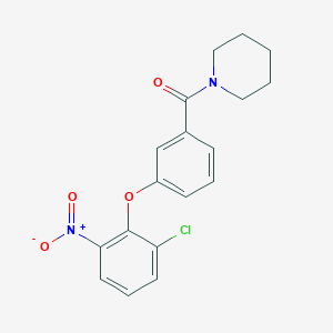 molecular formula C18H17ClN2O4 B3663844 1-[3-(2-chloro-6-nitrophenoxy)benzoyl]piperidine 