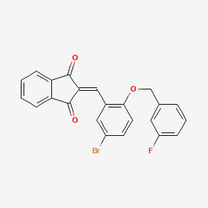 molecular formula C23H14BrFO3 B3663872 2-{5-bromo-2-[(3-fluorobenzyl)oxy]benzylidene}-1H-indene-1,3(2H)-dione 