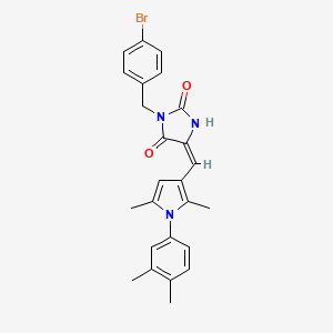 molecular formula C25H24BrN3O2 B3663880 (5E)-3-(4-bromobenzyl)-5-{[1-(3,4-dimethylphenyl)-2,5-dimethyl-1H-pyrrol-3-yl]methylidene}imidazolidine-2,4-dione 