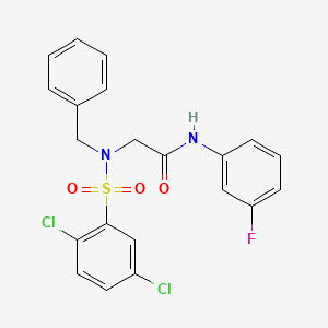 molecular formula C21H17Cl2FN2O3S B3663919 N~2~-benzyl-N~2~-[(2,5-dichlorophenyl)sulfonyl]-N-(3-fluorophenyl)glycinamide 