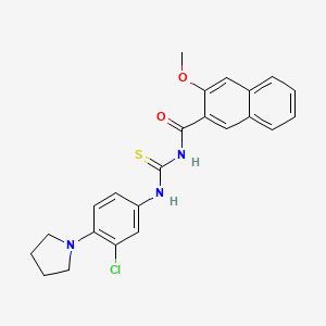 molecular formula C23H22ClN3O2S B3663948 N-{[3-chloro-4-(pyrrolidin-1-yl)phenyl]carbamothioyl}-3-methoxynaphthalene-2-carboxamide 