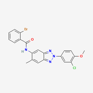 molecular formula C21H16BrClN4O2 B3663952 2-bromo-N-[2-(3-chloro-4-methoxyphenyl)-6-methyl-2H-benzotriazol-5-yl]benzamide 