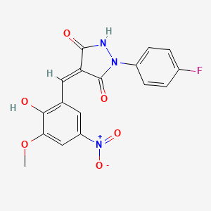 (4Z)-1-(4-fluorophenyl)-4-(2-hydroxy-3-methoxy-5-nitrobenzylidene)pyrazolidine-3,5-dione