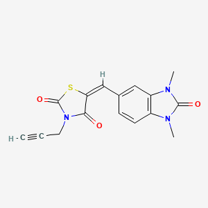 (5E)-5-[(1,3-dimethyl-2-oxo-2,3-dihydro-1H-benzimidazol-5-yl)methylidene]-3-(prop-2-yn-1-yl)-1,3-thiazolidine-2,4-dione