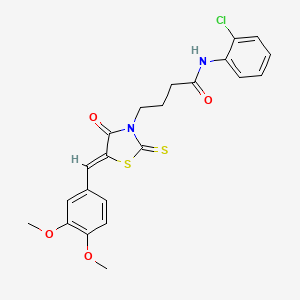 molecular formula C22H21ClN2O4S2 B3664051 N-(2-chlorophenyl)-4-[5-(3,4-dimethoxybenzylidene)-4-oxo-2-thioxo-1,3-thiazolidin-3-yl]butanamide 