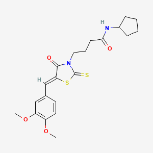 N-cyclopentyl-4-[5-(3,4-dimethoxybenzylidene)-4-oxo-2-thioxo-1,3-thiazolidin-3-yl]butanamide