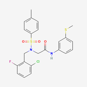 molecular formula C23H22ClFN2O3S2 B3664131 N~2~-(2-chloro-6-fluorobenzyl)-N~2~-[(4-methylphenyl)sulfonyl]-N-[3-(methylsulfanyl)phenyl]glycinamide 