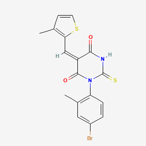 molecular formula C17H13BrN2O2S2 B3664155 1-(4-bromo-2-methylphenyl)-5-[(3-methyl-2-thienyl)methylene]-2-thioxodihydro-4,6(1H,5H)-pyrimidinedione 