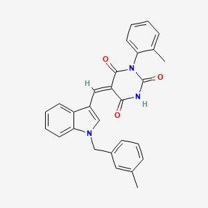 (5E)-5-{[1-(3-methylbenzyl)-1H-indol-3-yl]methylidene}-1-(2-methylphenyl)pyrimidine-2,4,6(1H,3H,5H)-trione