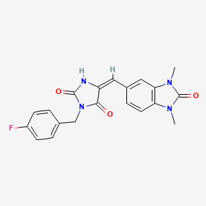 molecular formula C20H17FN4O3 B3664173 5-[(1,3-dimethyl-2-oxo-2,3-dihydro-1H-benzimidazol-5-yl)methylene]-3-(4-fluorobenzyl)-2,4-imidazolidinedione 