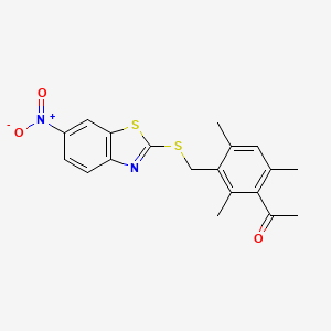 1-[2,4,6-Trimethyl-3-[(6-nitro-1,3-benzothiazol-2-yl)sulfanylmethyl]phenyl]ethanone