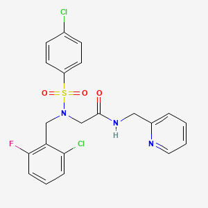 molecular formula C21H18Cl2FN3O3S B3664204 N~2~-(2-chloro-6-fluorobenzyl)-N~2~-[(4-chlorophenyl)sulfonyl]-N-(pyridin-2-ylmethyl)glycinamide 