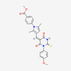 methyl 4-(3-{(E)-[1-(4-methoxyphenyl)-4,6-dioxo-2-thioxotetrahydropyrimidin-5(2H)-ylidene]methyl}-2,5-dimethyl-1H-pyrrol-1-yl)benzoate