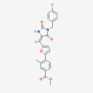 methyl 4-[5-[(E)-[1-[(4-fluorophenyl)methyl]-2,5-dioxoimidazolidin-4-ylidene]methyl]furan-2-yl]-3-methylbenzoate