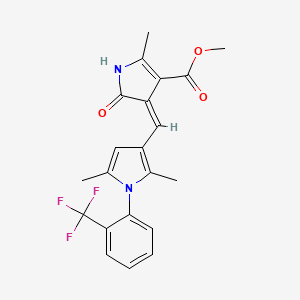 molecular formula C21H19F3N2O3 B3664365 methyl (4Z)-4-[[2,5-dimethyl-1-[2-(trifluoromethyl)phenyl]pyrrol-3-yl]methylidene]-2-methyl-5-oxo-1H-pyrrole-3-carboxylate 