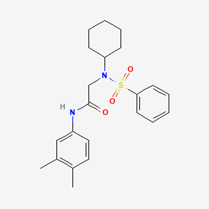 molecular formula C22H28N2O3S B3664415 N~2~-cyclohexyl-N-(3,4-dimethylphenyl)-N~2~-(phenylsulfonyl)glycinamide 