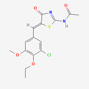 molecular formula C15H15ClN2O4S B3664449 N-[(5Z)-5-(3-chloro-4-ethoxy-5-methoxybenzylidene)-4-oxo-4,5-dihydro-1,3-thiazol-2-yl]acetamide 