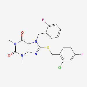 8-[(2-chloro-4-fluorobenzyl)thio]-7-(2-fluorobenzyl)-1,3-dimethyl-3,7-dihydro-1H-purine-2,6-dione