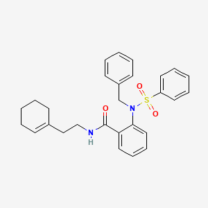 molecular formula C28H30N2O3S B3664524 2-[benzyl(phenylsulfonyl)amino]-N-[2-(1-cyclohexen-1-yl)ethyl]benzamide 