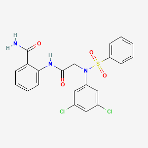 molecular formula C21H17Cl2N3O4S B3664528 2-{[N-(3,5-dichlorophenyl)-N-(phenylsulfonyl)glycyl]amino}benzamide 