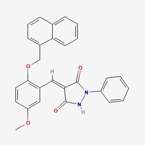 (4E)-4-[[5-methoxy-2-(naphthalen-1-ylmethoxy)phenyl]methylidene]-1-phenylpyrazolidine-3,5-dione