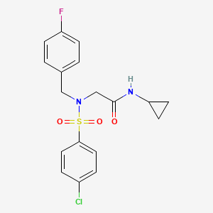 molecular formula C18H18ClFN2O3S B3664545 N~2~-[(4-chlorophenyl)sulfonyl]-N-cyclopropyl-N~2~-(4-fluorobenzyl)glycinamide 